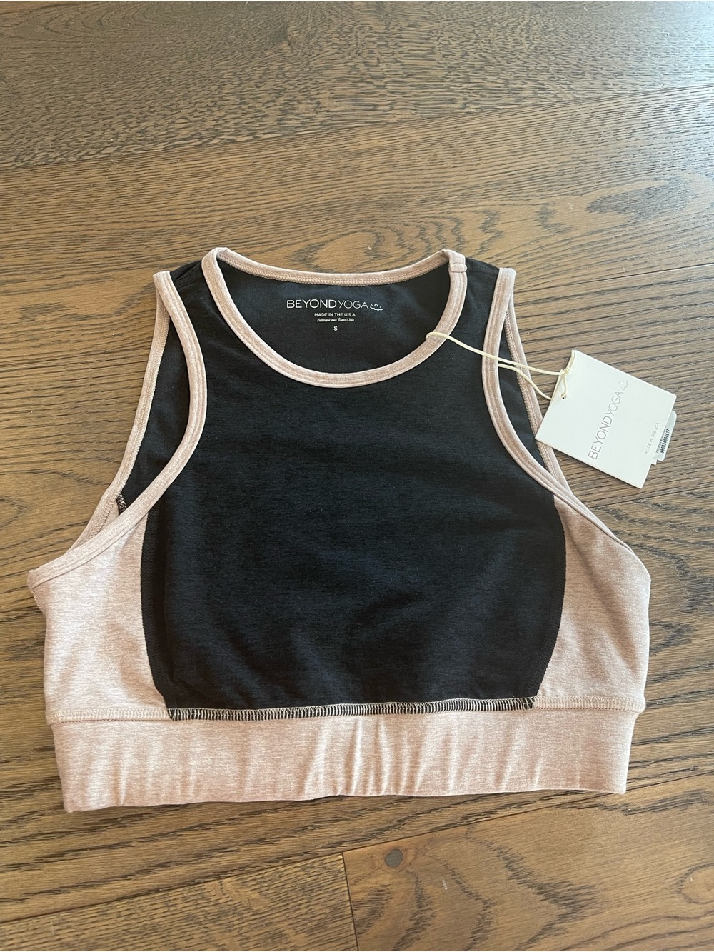 New Beyond Yoga Sports Bra Spacedye Black Pink Small S